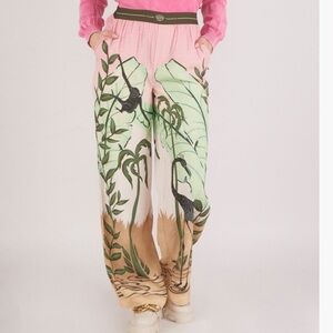 Scotch & Soda Pink and Green Wide Leg Pants